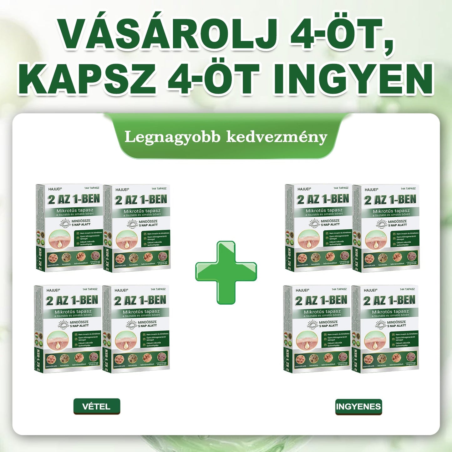 🇭🇺 HAJUEI® 2-az-1-ben Mikrotű & Hidrokoloid Tapasz | Láthatatlan Csillag Tapasz Bőrhibákra, Pattanásokra és Egyenetlen Bőrfelszínre | Arcra és Testre | 144 db ✨
