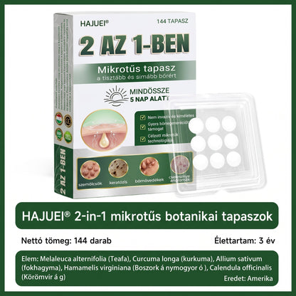 🇭🇺 HAJUEI® 2-az-1-ben Mikrotű & Hidrokoloid Tapasz | Láthatatlan Csillag Tapasz Bőrhibákra, Pattanásokra és Egyenetlen Bőrfelszínre | Arcra és Testre | 144 db ✨