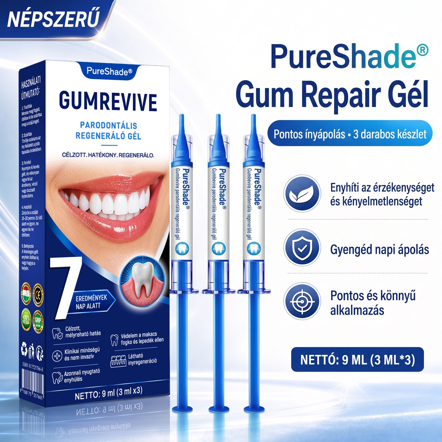 PureShade®👍🦷GumRevive Ínyregeneráló Gél – Az egészségesebb ínyért és magabiztosabb mosolyért 🦷