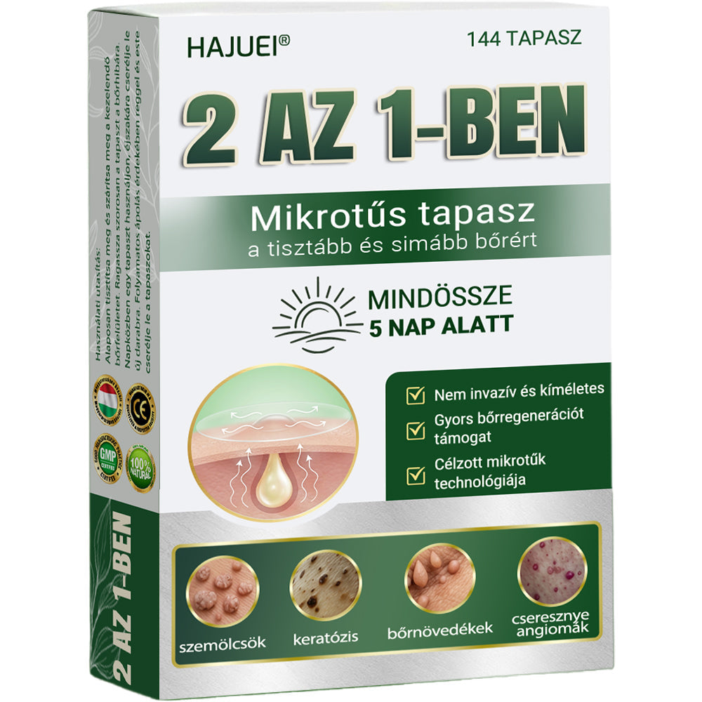 🇭🇺 HAJUEI® 2-az-1-ben Mikrotű & Hidrokoloid Tapasz | Láthatatlan Csillag Tapasz Bőrhibákra, Pattanásokra és Egyenetlen Bőrfelszínre | Arcra és Testre | 144 db ✨