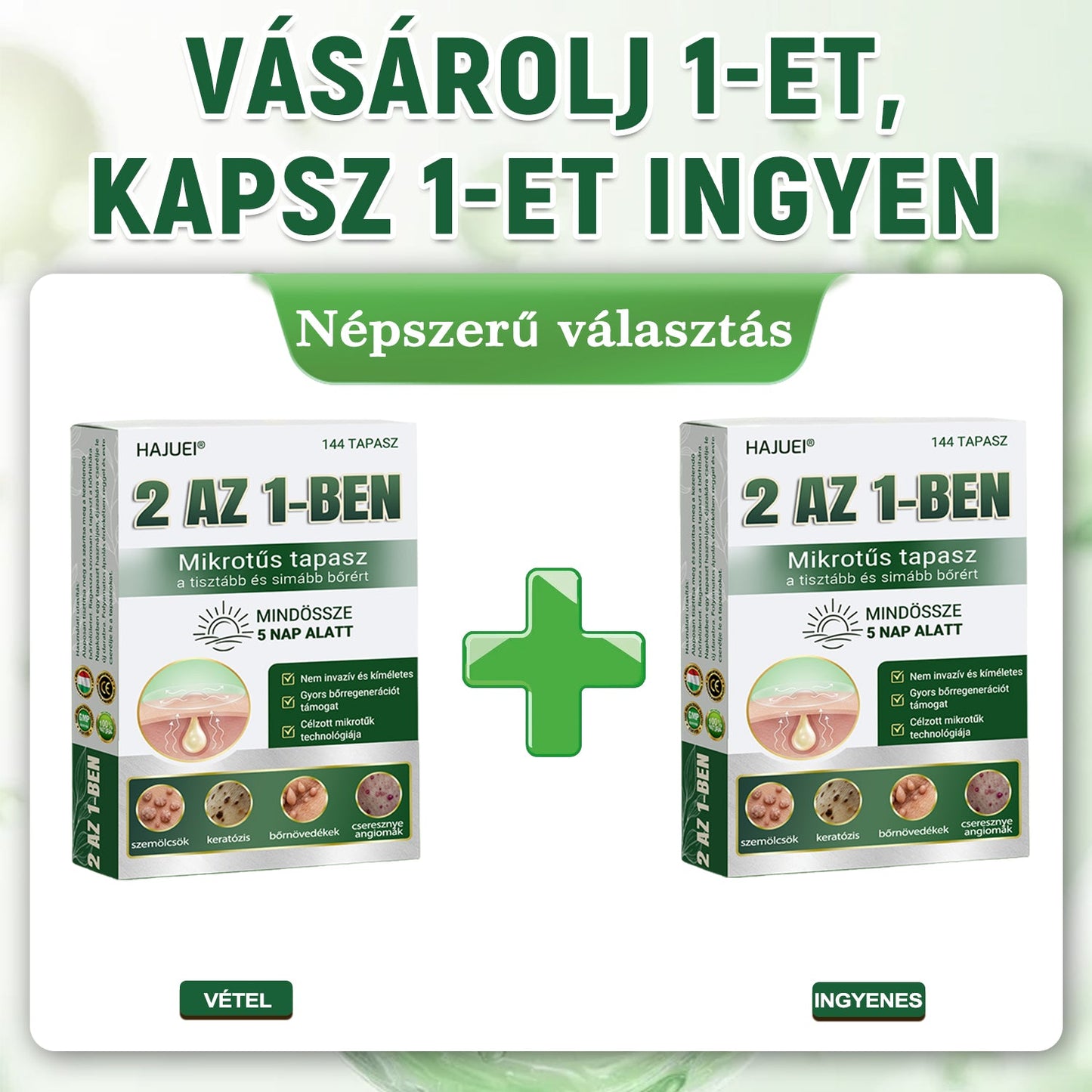 🇭🇺 HAJUEI® 2-az-1-ben Mikrotű & Hidrokoloid Tapasz | Láthatatlan Csillag Tapasz Bőrhibákra, Pattanásokra és Egyenetlen Bőrfelszínre | Arcra és Testre | 144 db ✨
