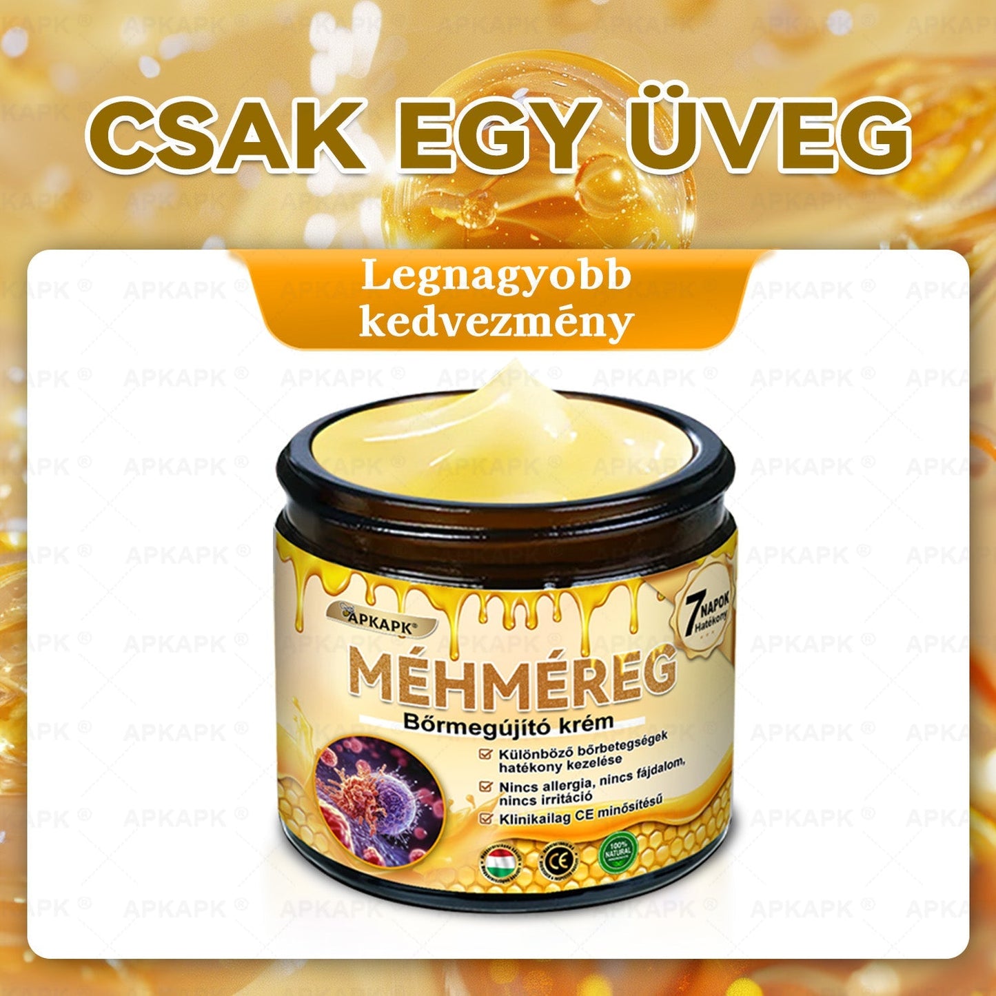 APKAPK® Méhméreges Bőrregeneráló & Feszesítő Krém– Prémium Anti-Aging Ápolás Érett és Érzékeny Bőrre