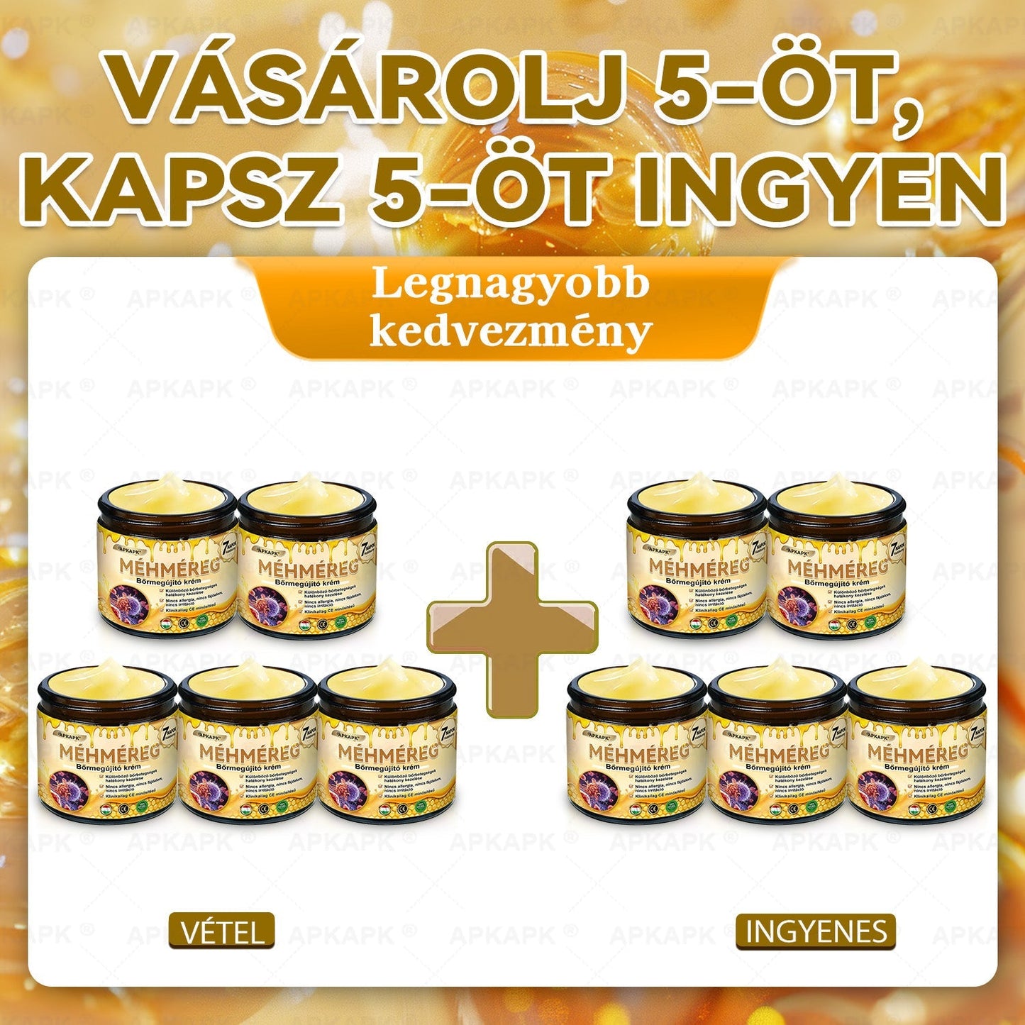 APKAPK® Méhméreges Bőrregeneráló & Feszesítő Krém– Prémium Anti-Aging Ápolás Érett és Érzékeny Bőrre